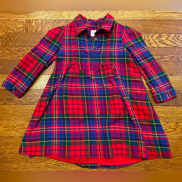GAP Red Plaid Collared Button Down Dress Size 4 - Picture 1 of 9